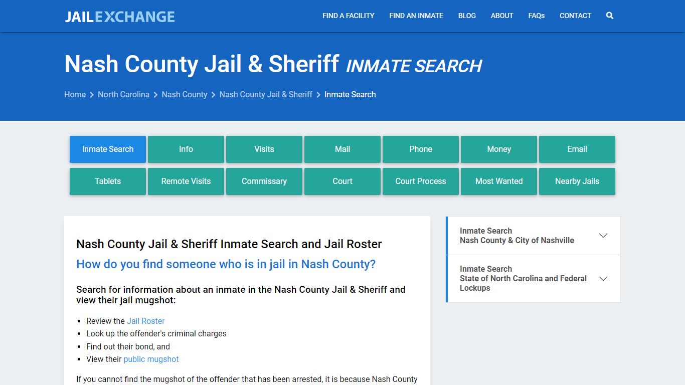 Inmate Search: Roster & Mugshots - Nash County Jail & Sheriff, NC